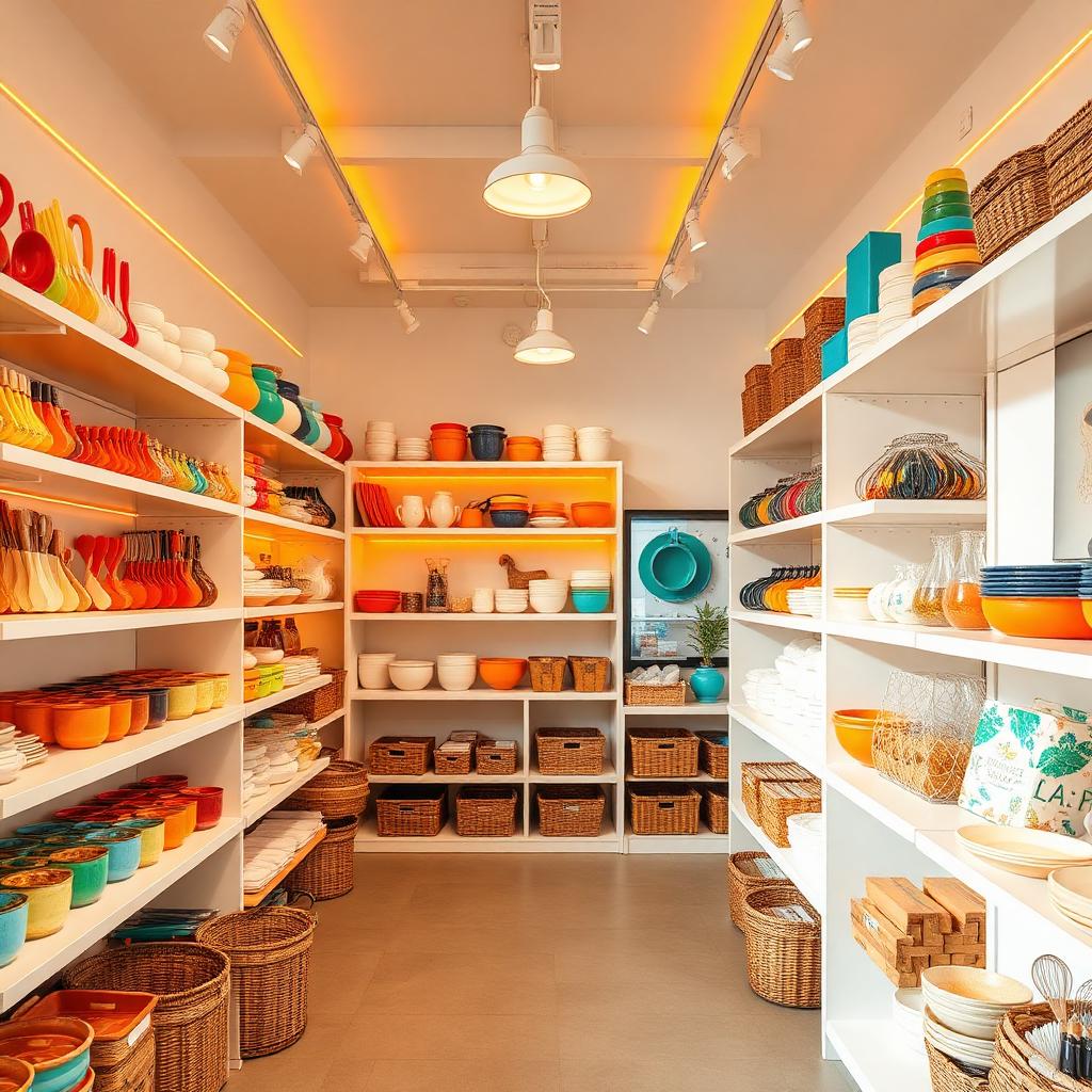 Interior de loja Takitudo com produtos de utilidades domésticas